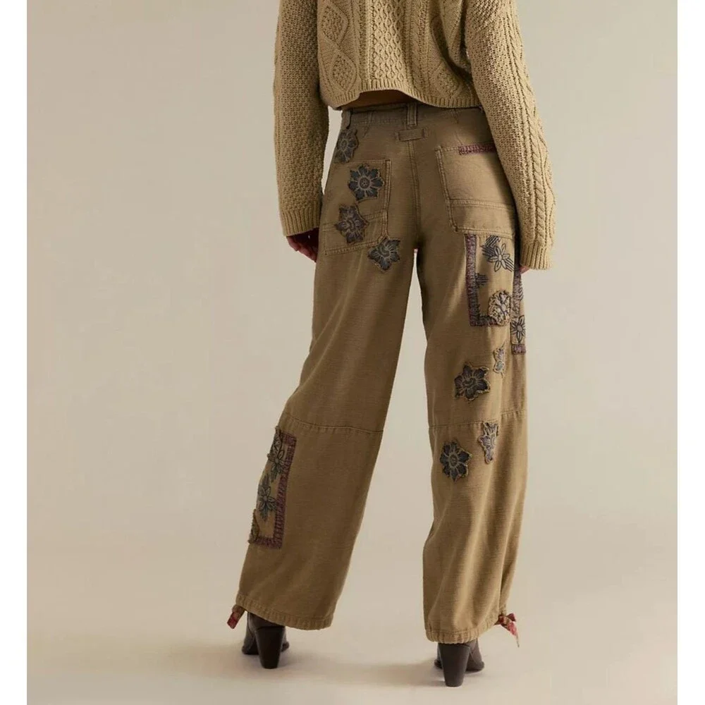 Free People We The Free Around The Block Patch Jogger Pants Cotton XS 288615